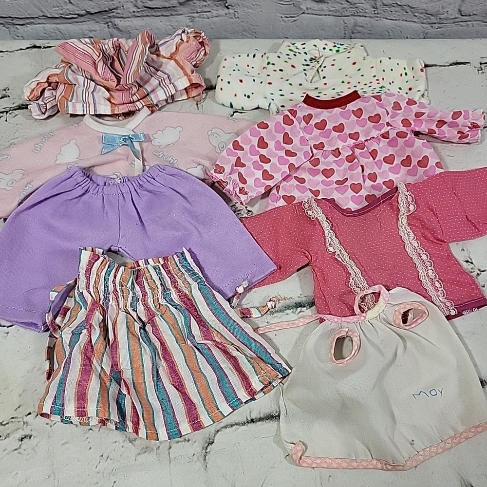 Vintage Doll Clothes Lot Of 8 Tops Bottoms Assorted Mix Match Girls Clothing
